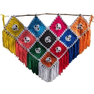 Skull Fringe Crochet Wall Hanging